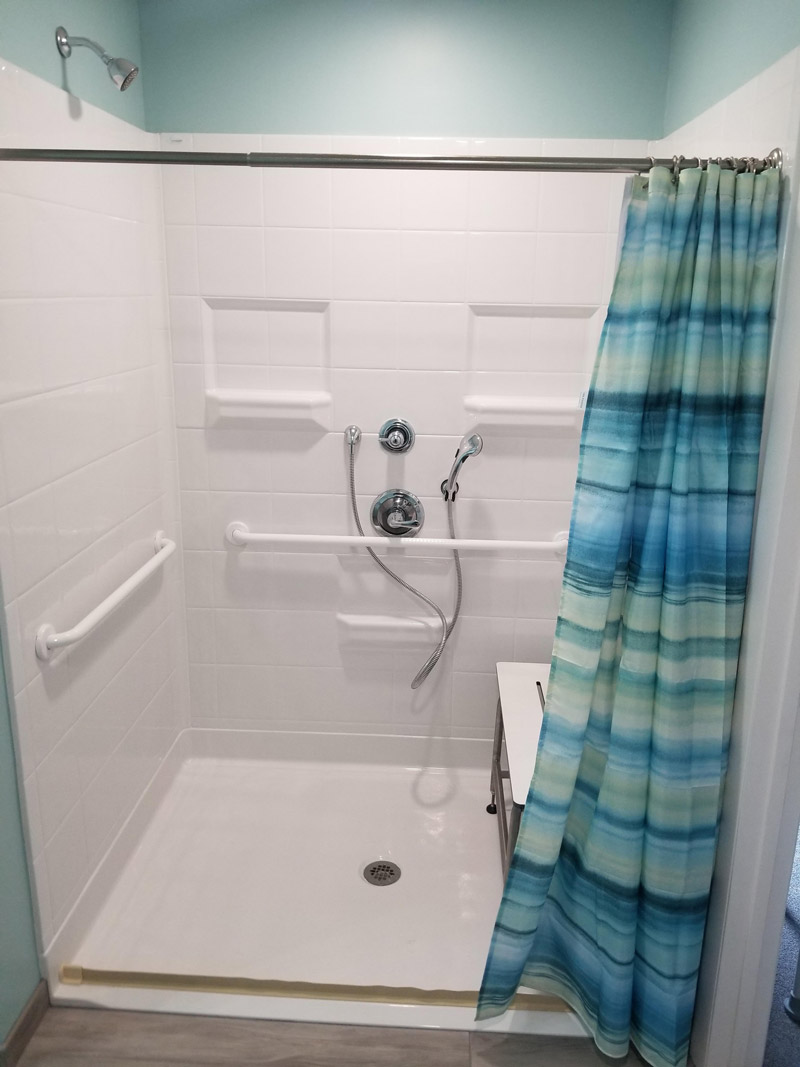 Barrier-free shower in bathroom