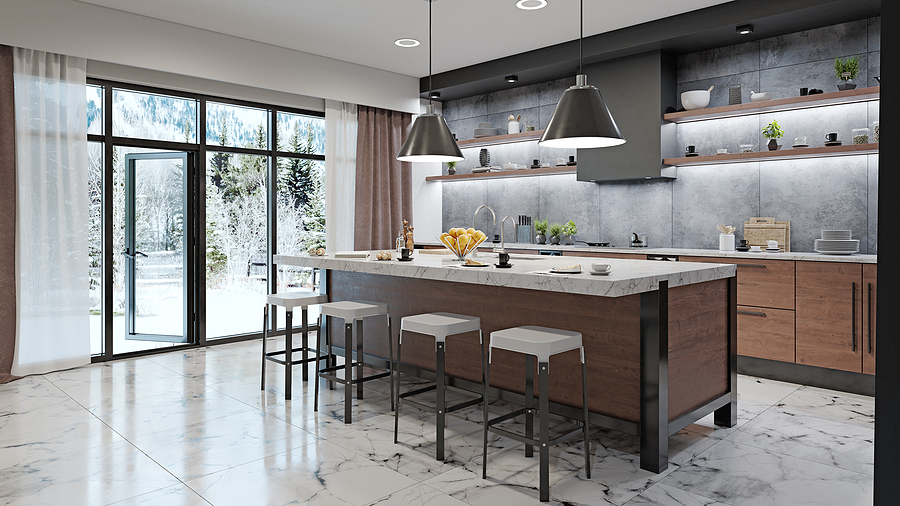 Newly renovated modern kitchen interior.