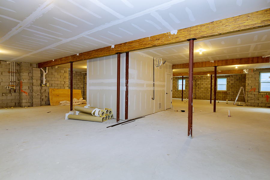 Unfinished basement getting ready to be remodeled.